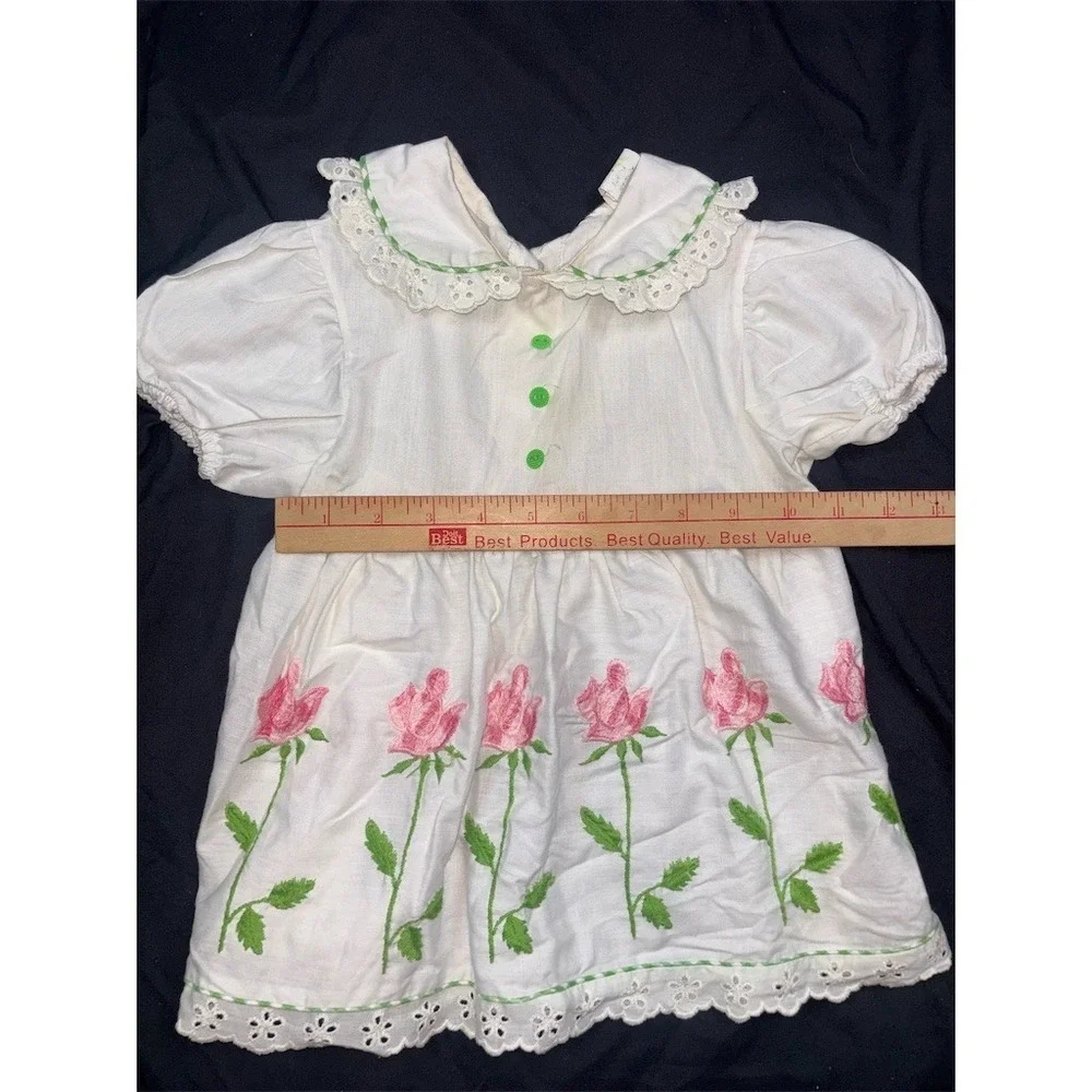 Best Products Vintage Baby Girl Dress Size 3 White Puff Sleeve garden party USA